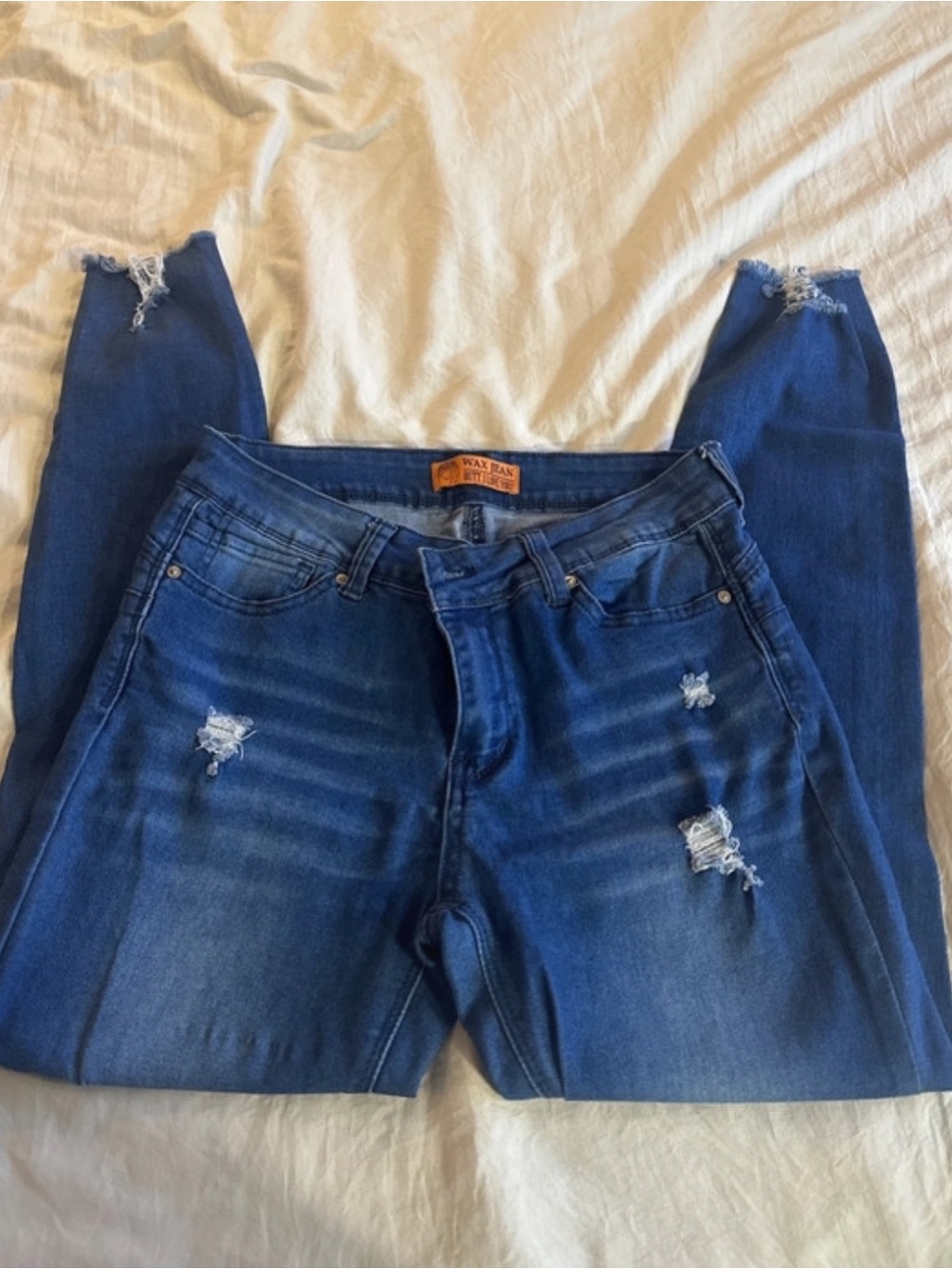 Wax Jean Blue Distressed Skinny Jeans